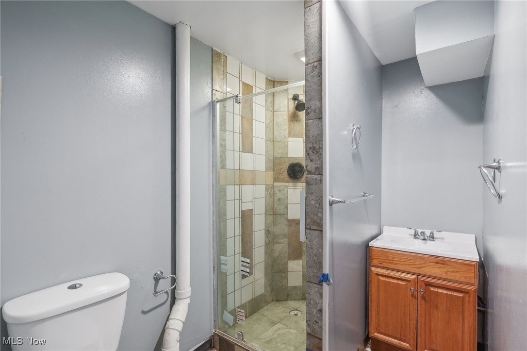 1042 Ansel Road Cleveland, OH 44103 - Photo 32 of 36 Bathroom with vanity, toilet, and walk in shower