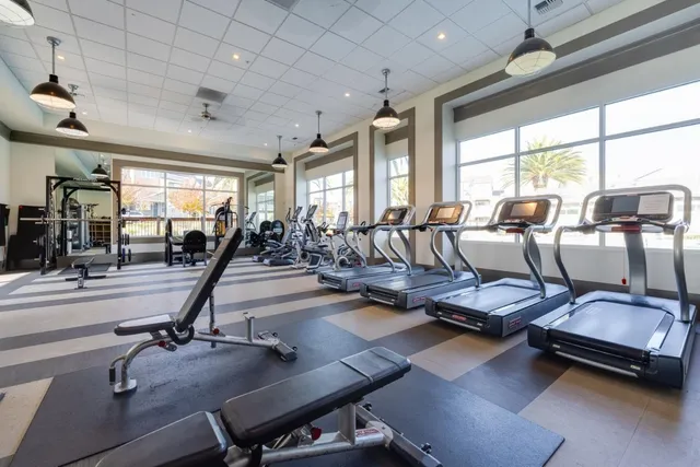 a view of a room with gym equipment