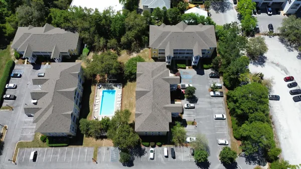 an aerial view of a house