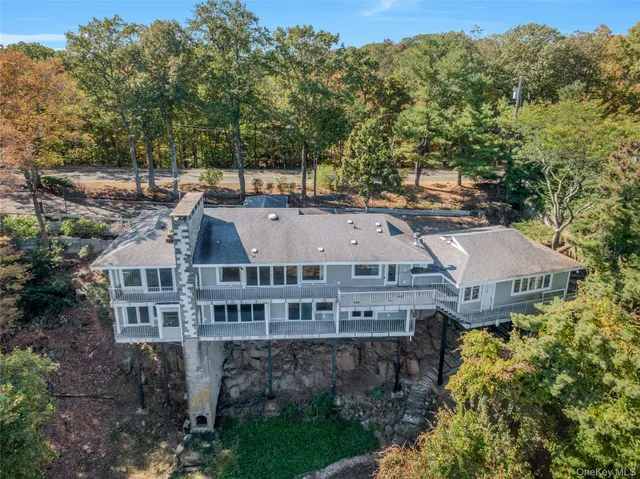 a aerial view of a house with a garden