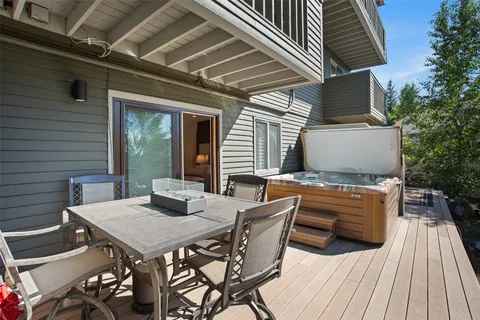 a view of backyard with seating space