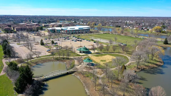 a picture of city view with outdoor seating