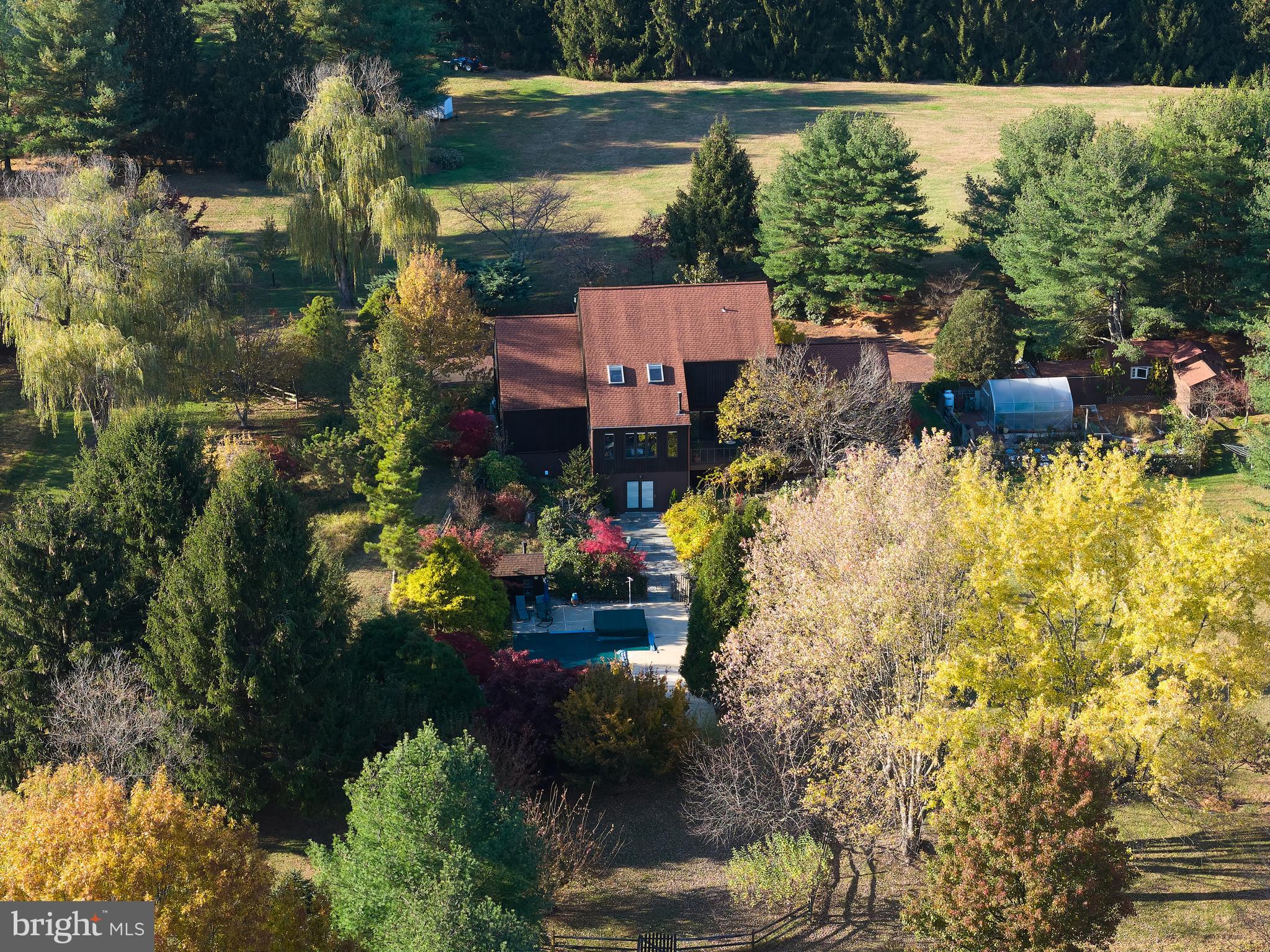 3054 Comfort Road New Hope, PA 18938 - Photo 55 of 64 an aerial view of a house with a yard basket ball court and outdoor seating
