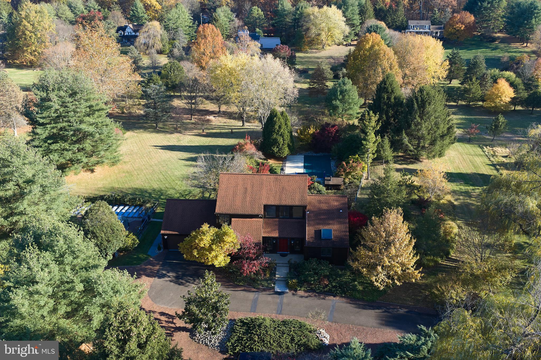 3054 Comfort Road New Hope, PA 18938 - Photo 60 of 64 an aerial view of a house with a yard basket ball court and outdoor seating