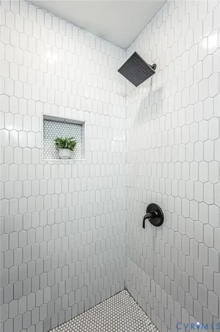 a view of a bathroom with shower