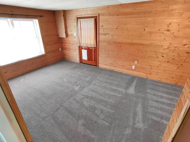 a view of a door of the building