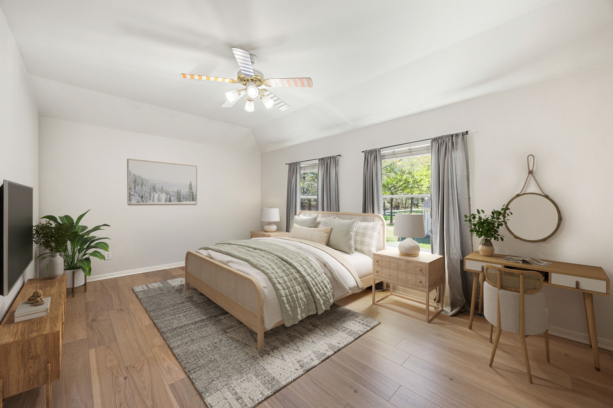 14419 Timbergreen Drive Magnolia, TX 77355 - Photo 24 of 43 Enjoy this spacious bedroom with vaulted ceiling, big windows, and plenty of room for furniture and storage. *virtually staged*