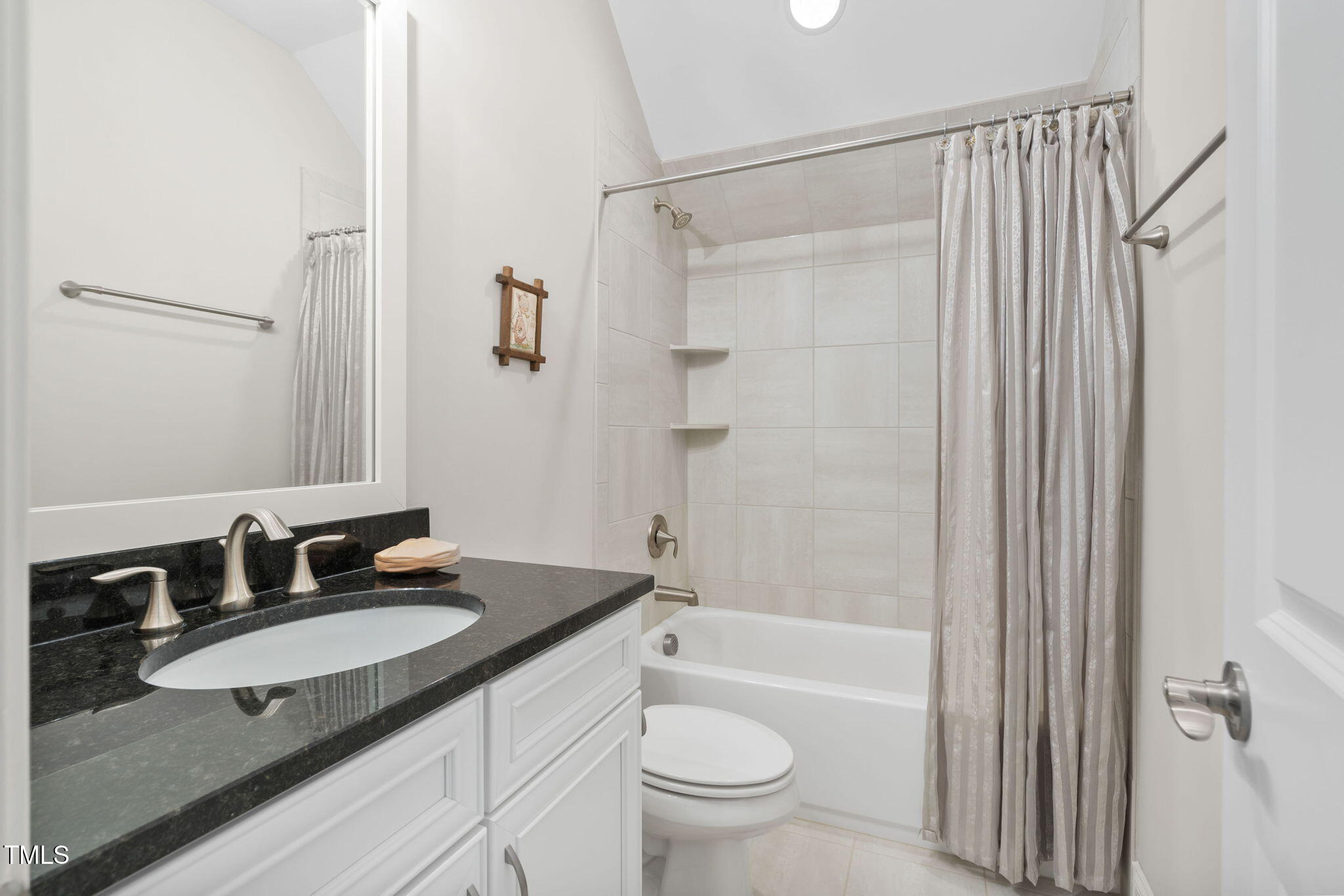 2461 Stonehenge Park Drive Raleigh, NC 27613 - Photo 43 of 72 a bathroom with a granite countertop sink toilet and shower