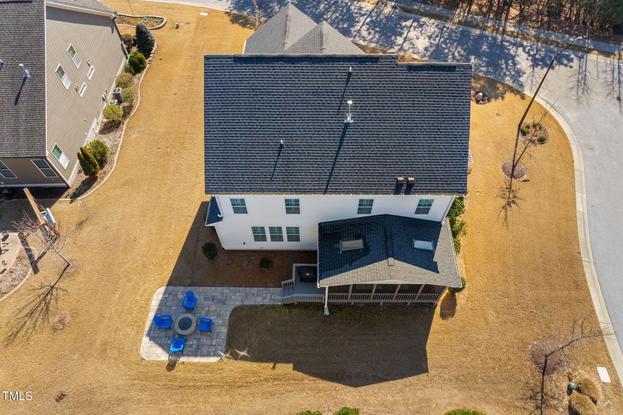 2461 Stonehenge Park Drive Raleigh, NC 27613 - Photo 65 of 72 a aerial view of a house with swimming pool and porch