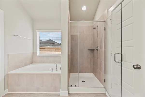 a bathroom with a bath tub and a shower