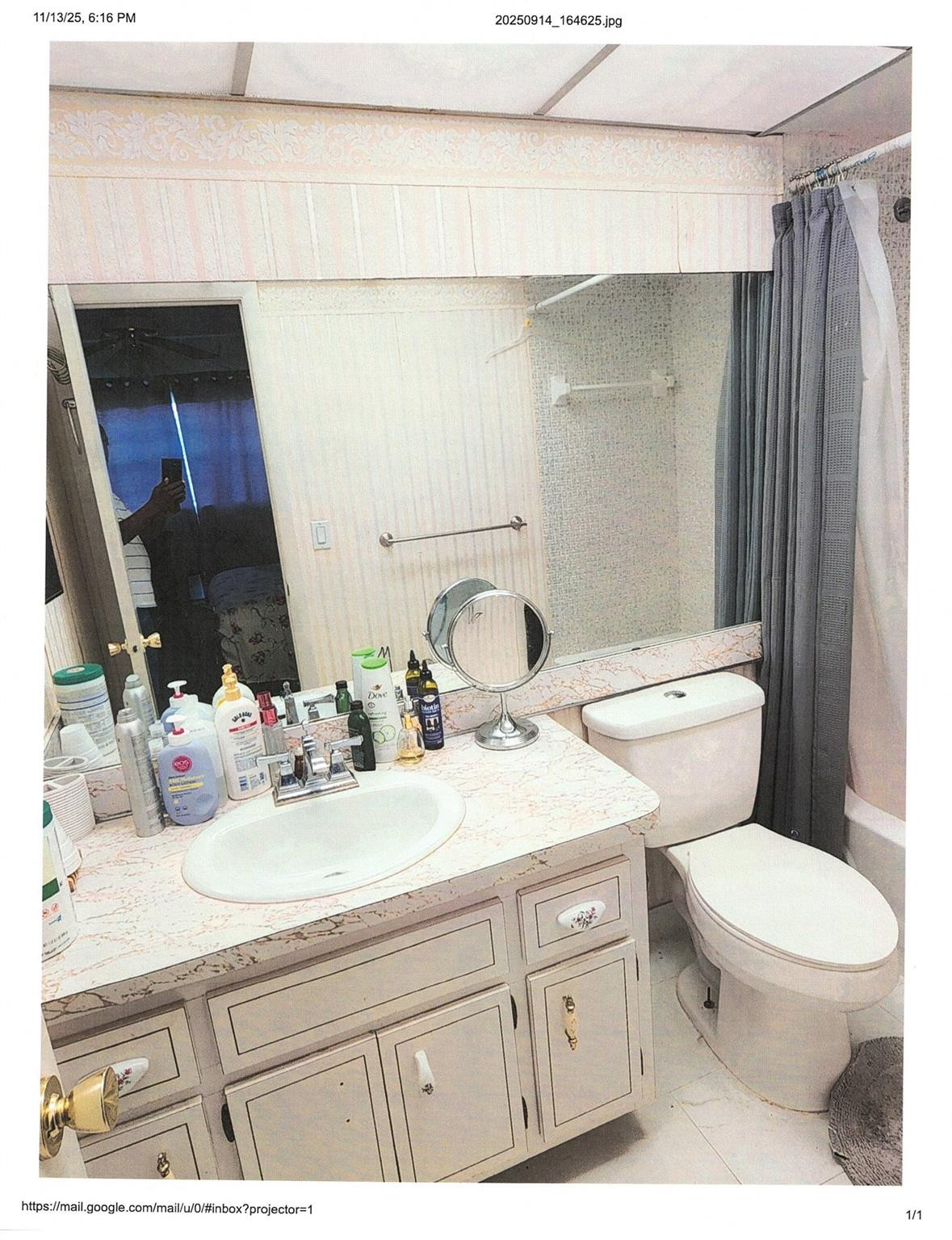 4411 Northwest 16th Street Lauderhill, FL 33313 - Photo 9 of 18 a bathroom with a sink a toilet and a mirror