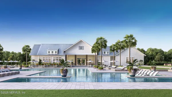 a view of a house with swimming pool and a porch