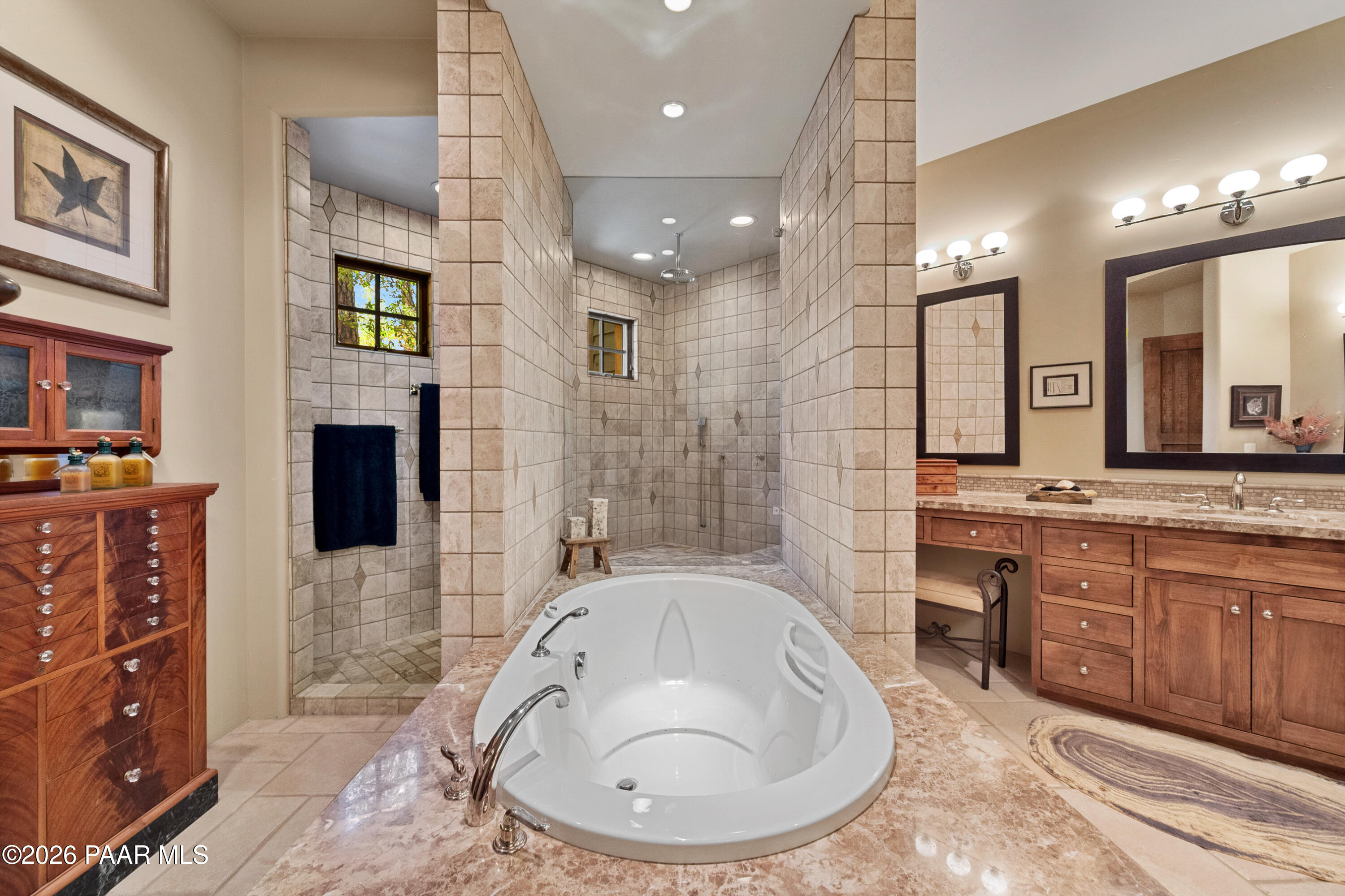 1515 High Valley Ranch Road Prescott, AZ 86303 - Photo 43 of 76 a bathroom with a tub sink a mirror and shower
