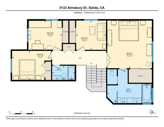 an aerial view of a house with a swimming pool