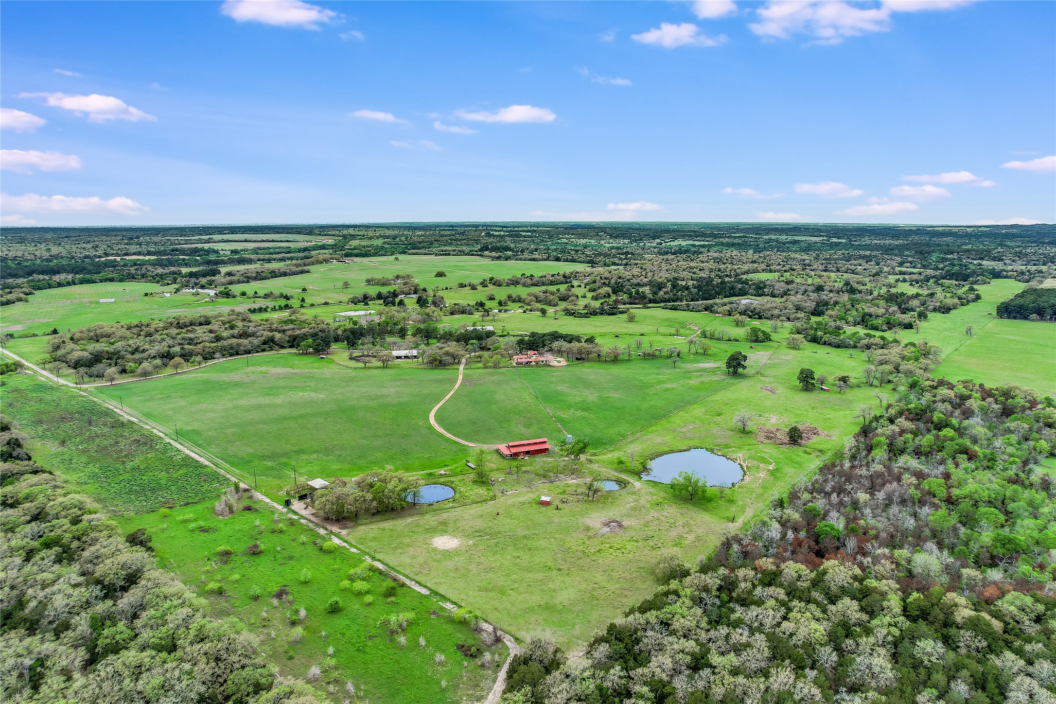 363 Paint Creek S Road, Unit A Paige, TX 78659 - Photo 23 of 28 Vast green fields and wooded areas define this peaceful rural acreage, featuring multiple tranquil ponds.