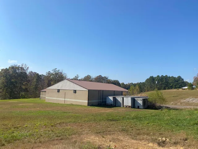 a view of a big yard with potted plants and mountain view