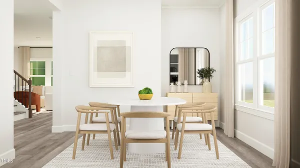 a workspace with furniture and window