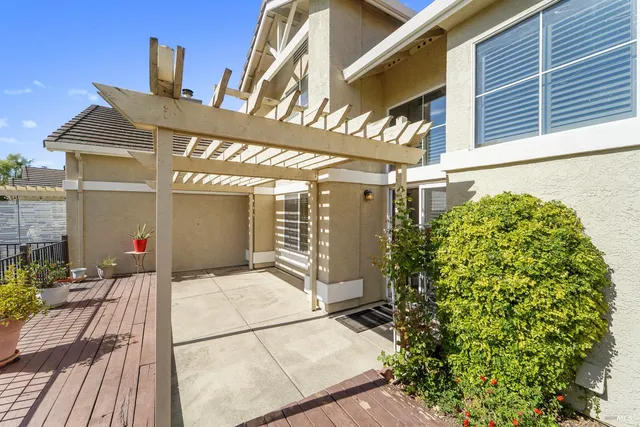 a front view of a house with entertaining space