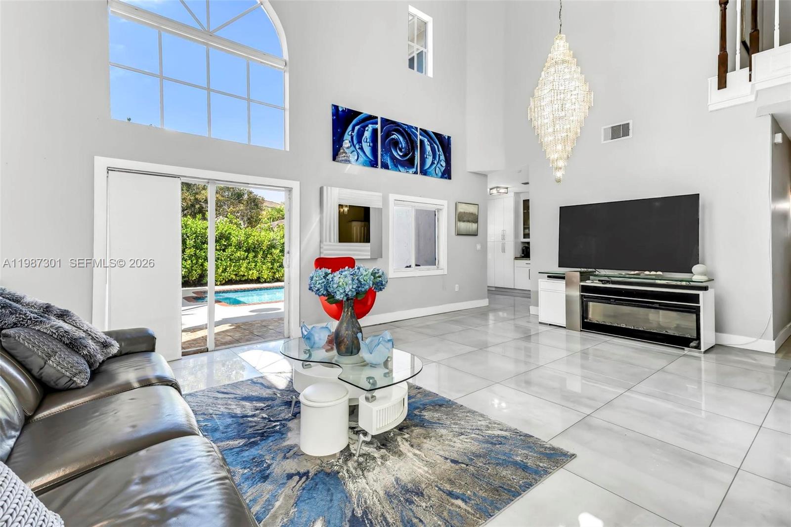 12940 Southwest 142nd Terrace Miami, FL 33186 - Photo 8 of 44 a living room with furniture and a flat screen tv