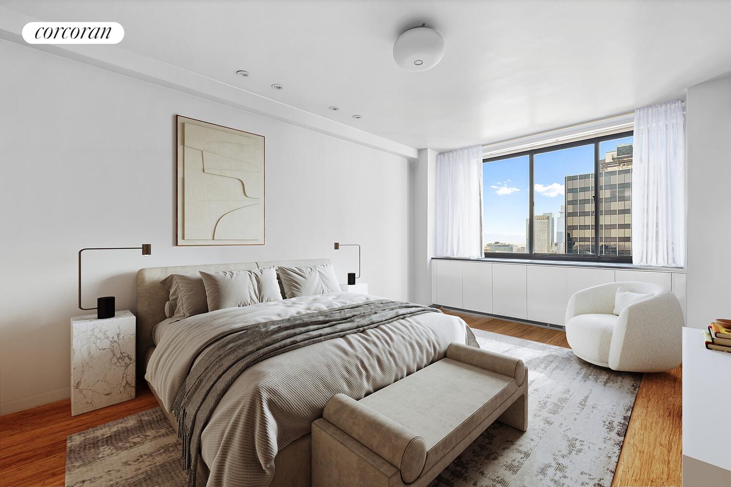 250 East 40th Street, Unit PH2A Manhattan, NY 10016 - Photo 15 of 25 a bedroom with bed and a window