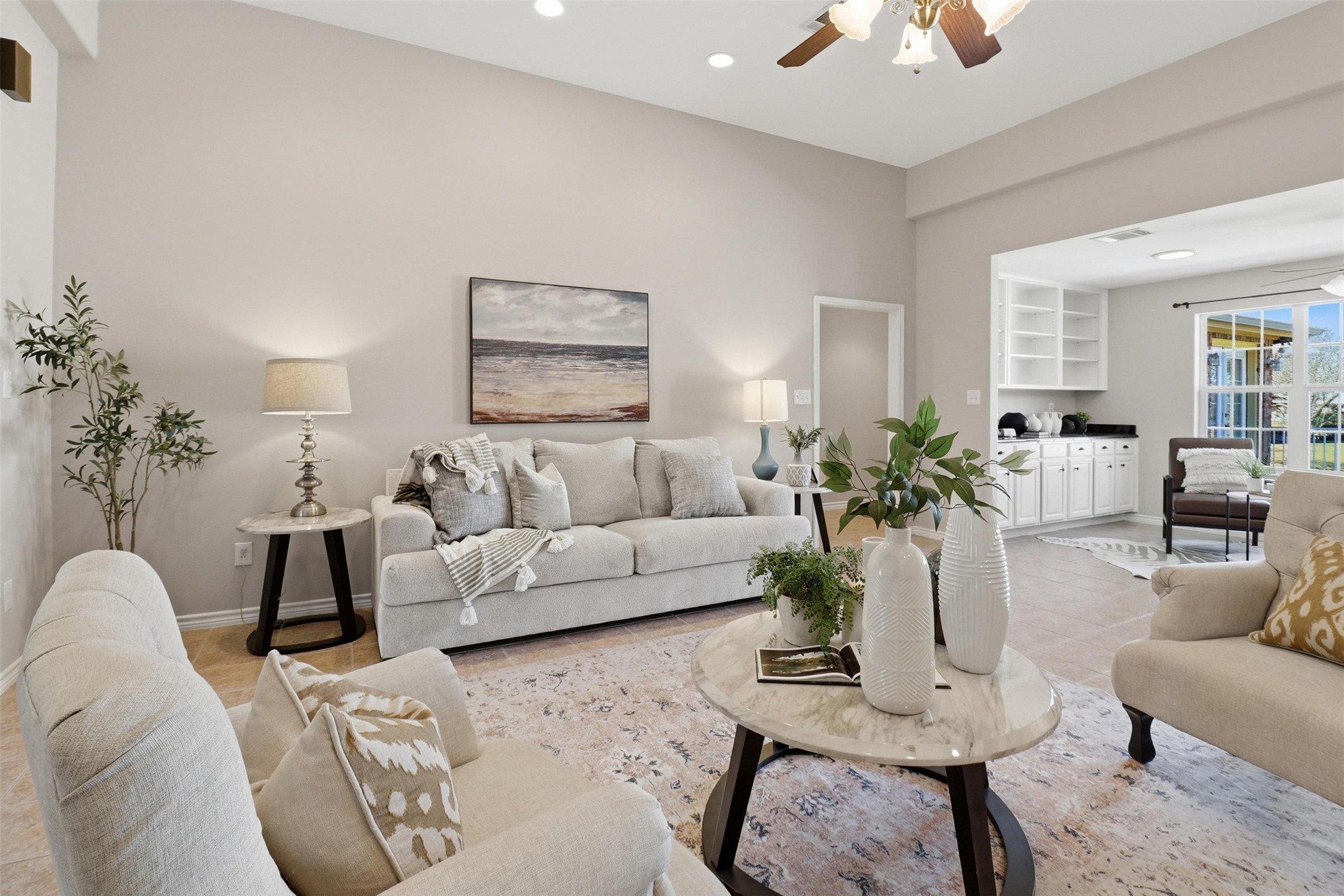 200 Apache Trail Burnet, TX 78611 - Photo 9 of 40 Living room with a ceiling fan and recessed lighting