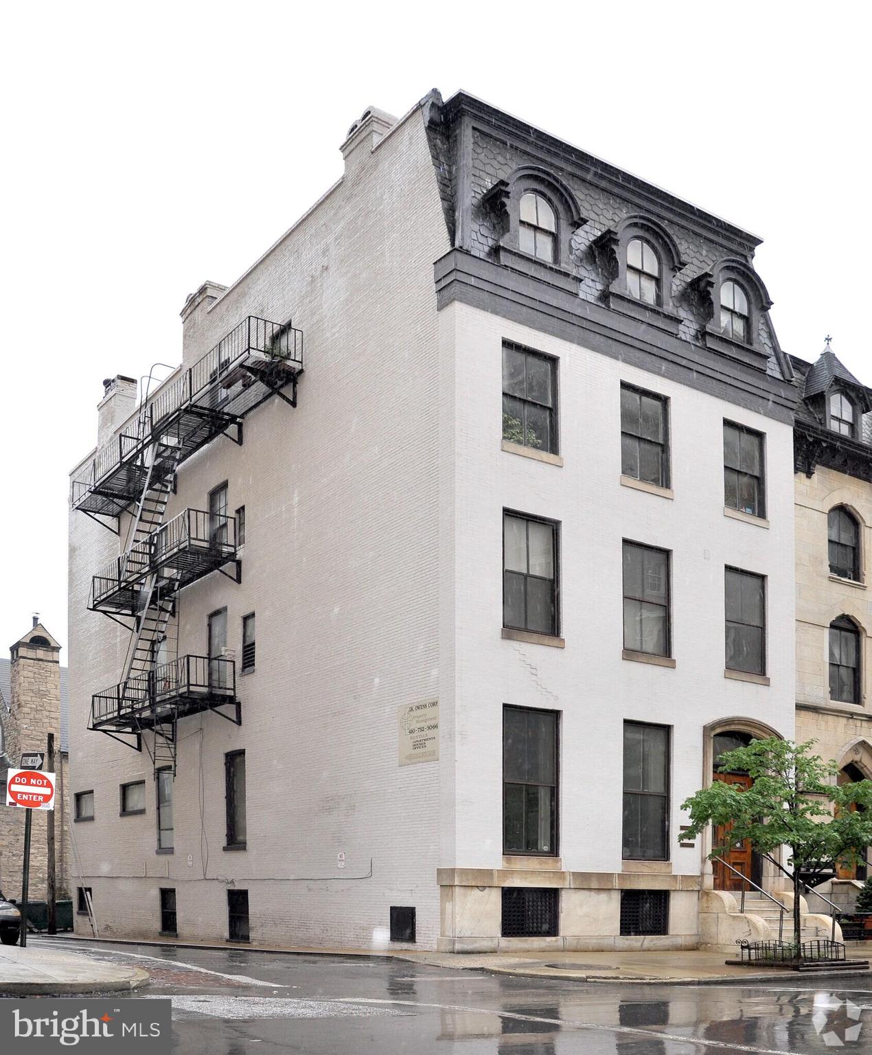 a view of a building with a window