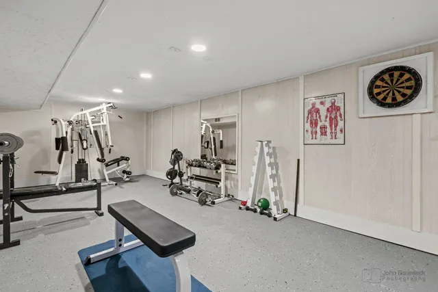 a view of a room with gym equipment