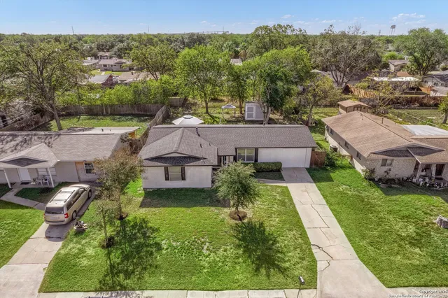 an aerial view of a house