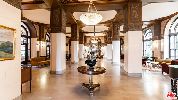 a view of a lobby with seating space