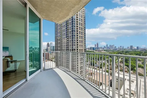 a balcony with city view