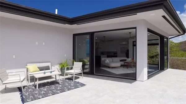 a living room with furniture