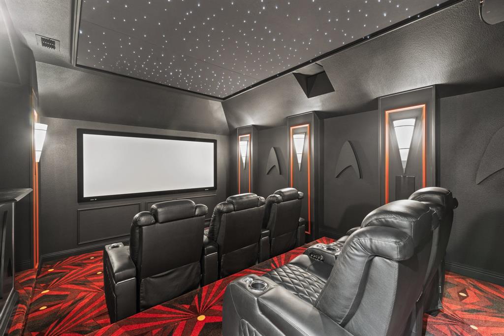 4711 Taylor Lane Grapevine, TX 76051 - Photo 3 of 31 a media room with lots of chairs and a projector screen