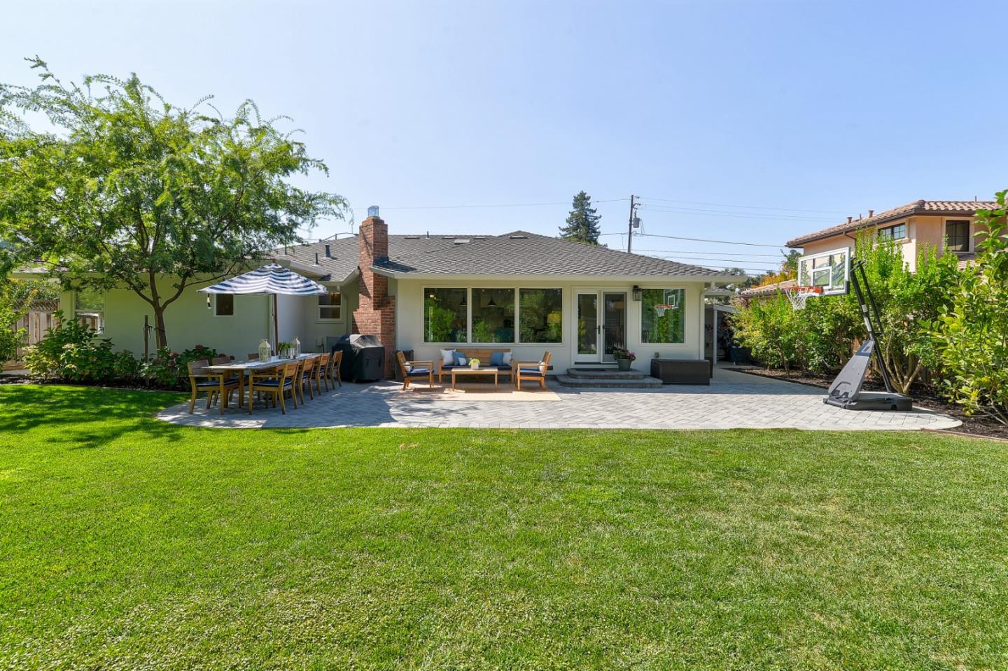 1261 Springer Road Los Altos, CA 94024 - Photo 29 of 32 a view of a house with a patio and a yard