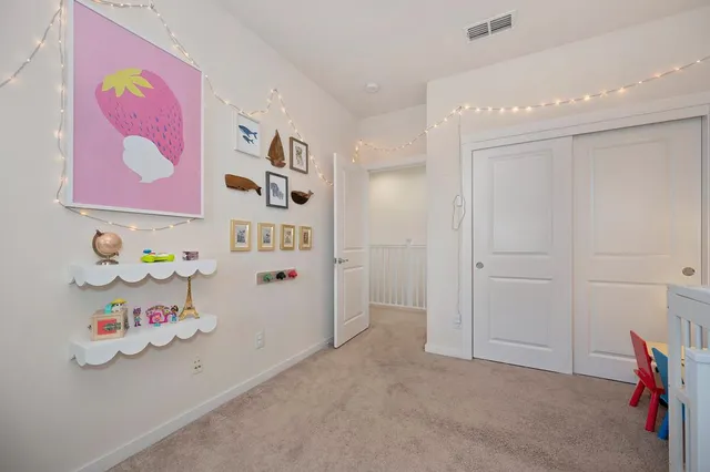 a storage room with cabinets