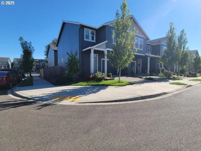 a view of a building with a street