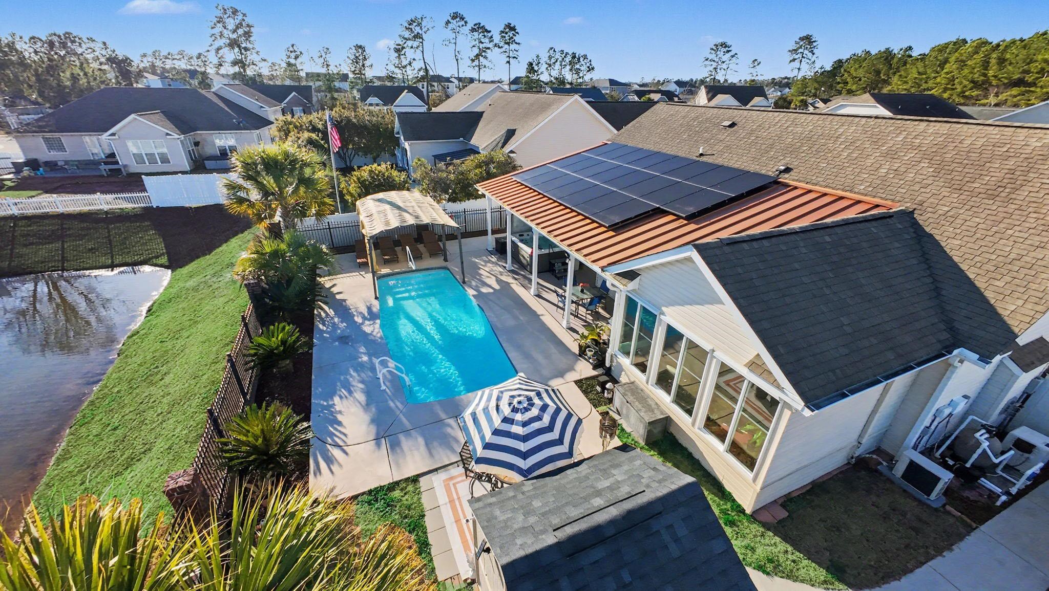 629 Cottontail Trail Myrtle Beach, SC 29588 - Photo 38 of 40 View of swimming pool featuring a patio area, a fenced backyard, and a residential view