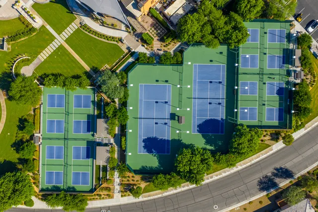 an aerial view of multiple house