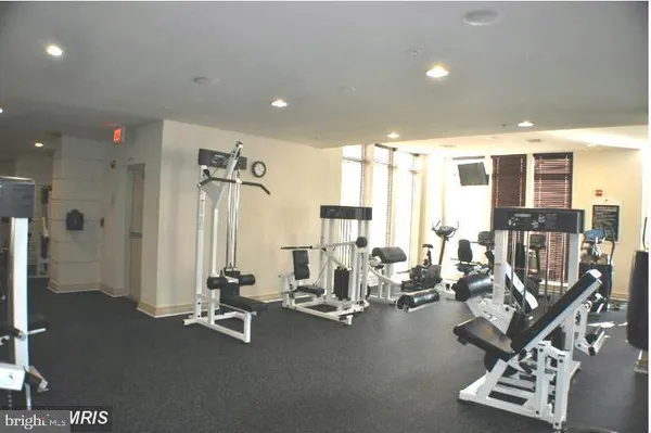 a view of a room with gym equipment