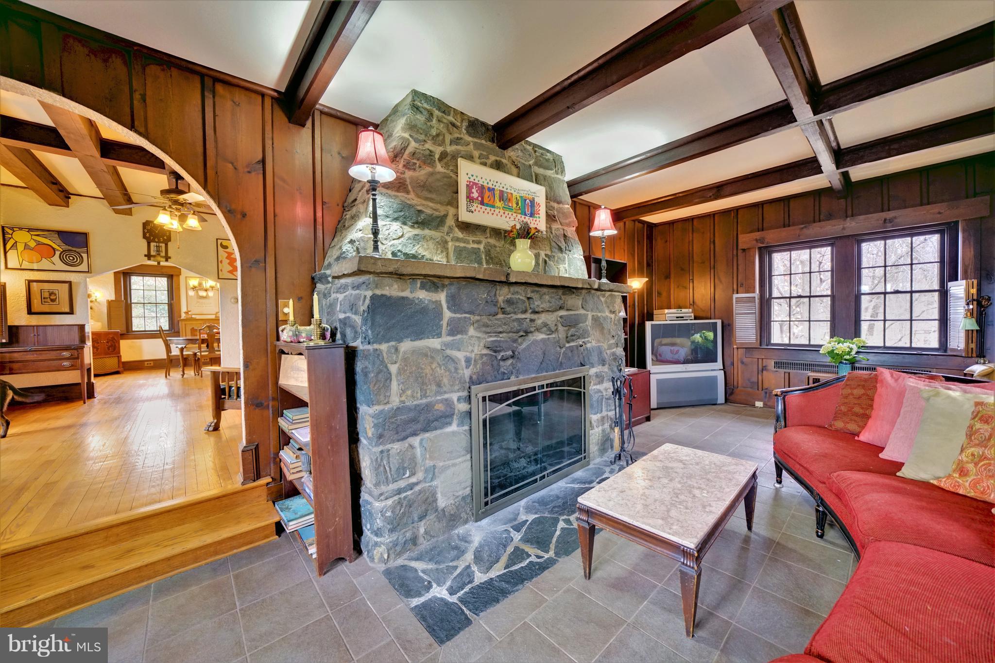 309 Gun Road Baltimore, MD 21227 - Photo 33 of 99 Large Wood Burning Stone Fireplace & Mantel