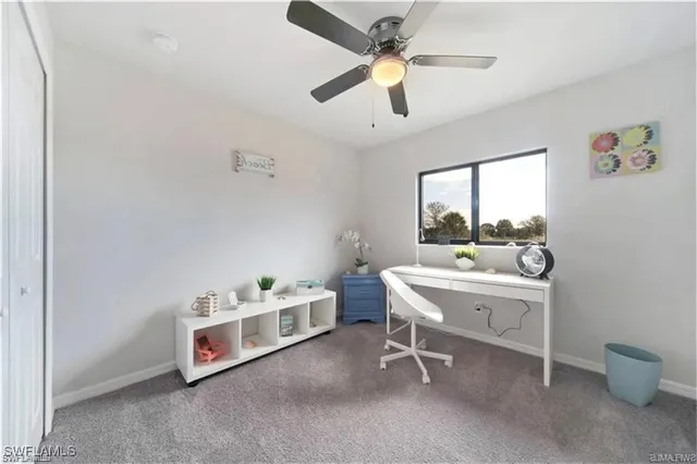 a workspace with furniture