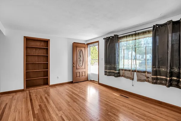 wooden floor and windows in a room