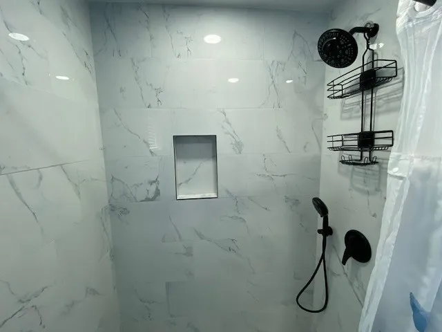 a bathroom with a shower