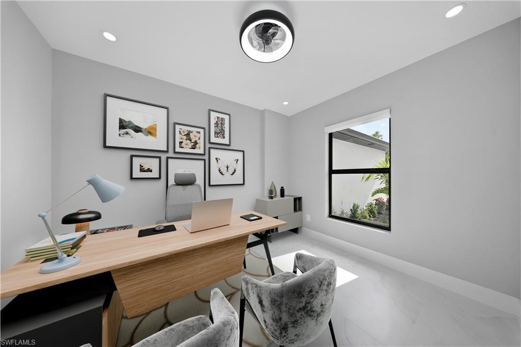 3406 25th Street Southwest Lehigh Acres, FL 33976 - Photo 14 of 44 Office with baseboards and recessed lighting