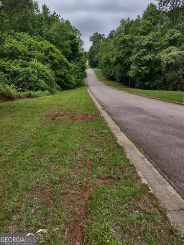 a view of a yard with plants and a trees