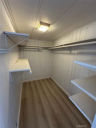 a view of a room with racks on the wall