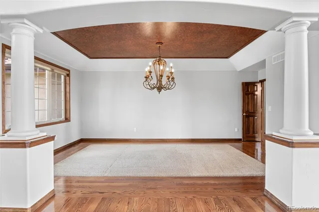 a view of livingroom with kitchen