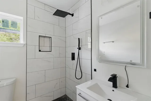 a bathroom with a shower