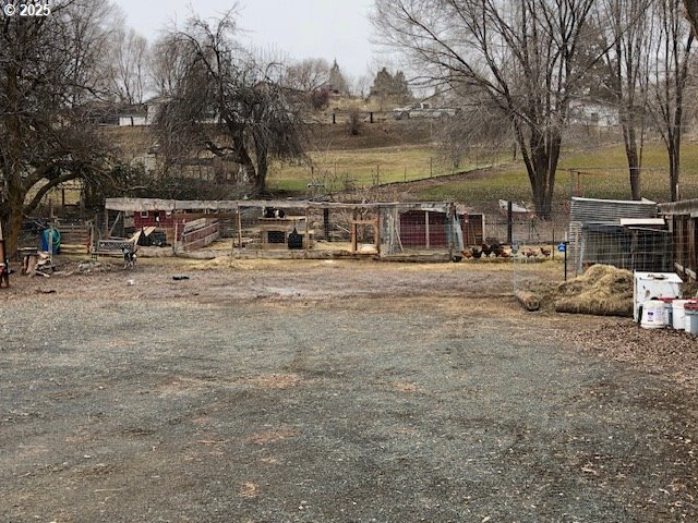 150 East Franklin Avenue Dayville, OR 97825 - Photo 31 of 33 a row of lawn chairs and fire pit with large trees