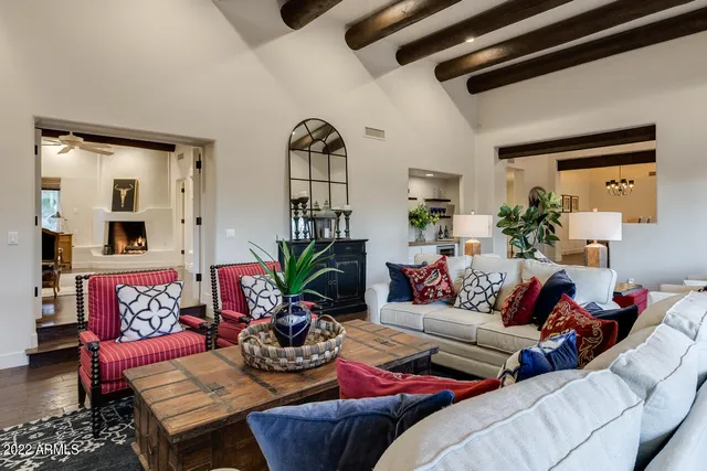 a bathroom with double sink and mirror