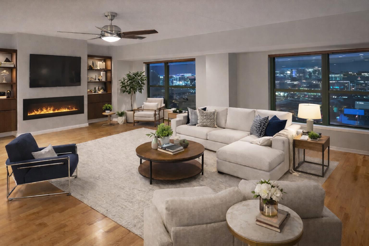 virtually living room staged